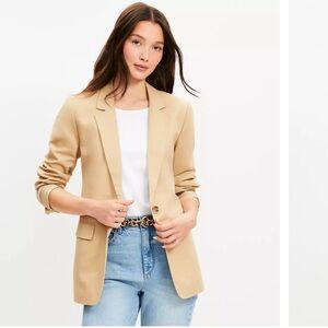 NEW Loft Tan Cotton Blend Single Button Blazer Women’s Size 12
